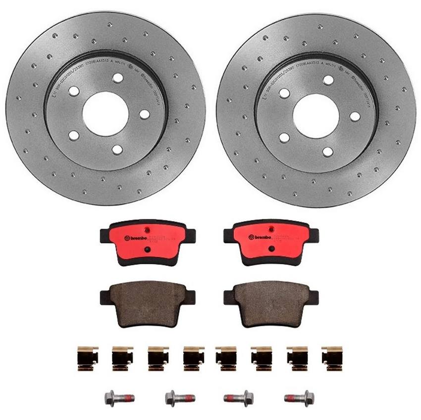 Jaguar Brembo Brakes Kit Pads and Rotors Rear (280mm) (Xtra) (Ceramic